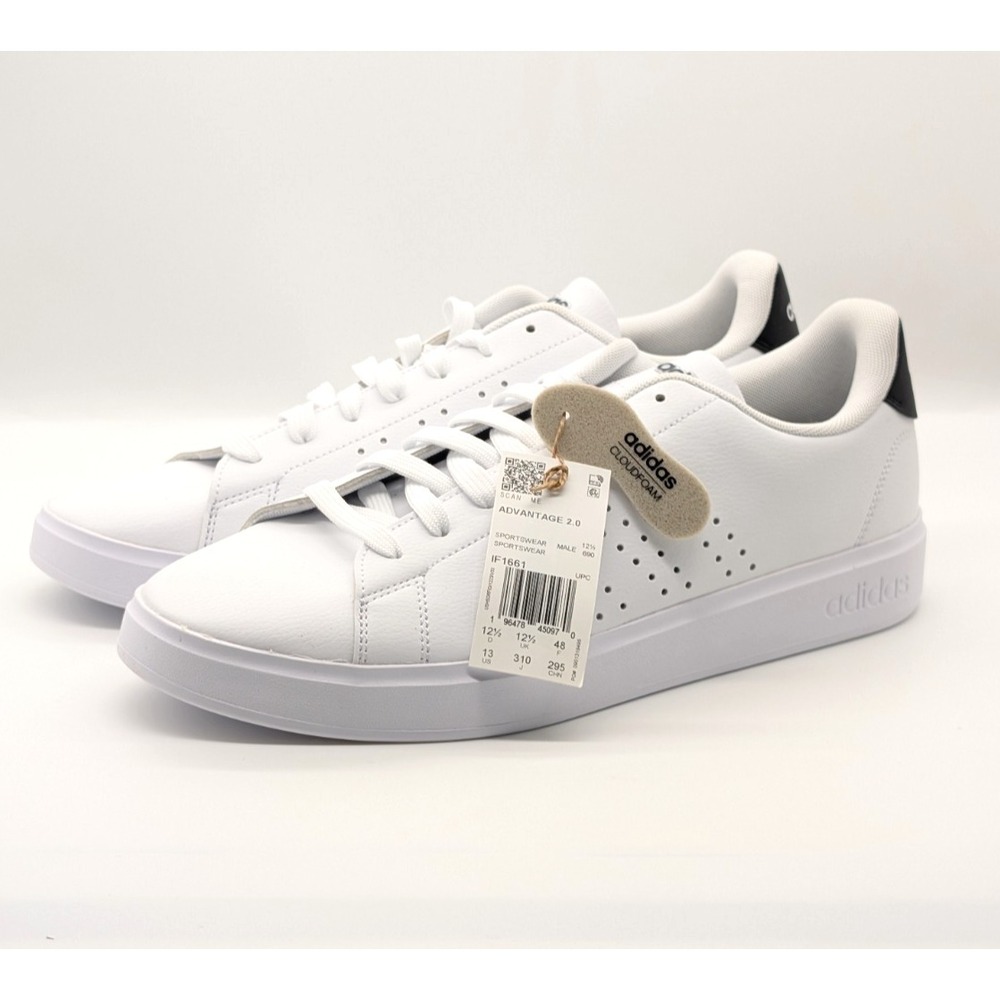 Adidas Advantage 2.0 Mens Size 13 Tennis Shoes - White Black Ink Sneakers Men 13
